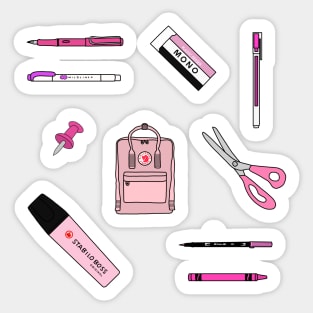 Pink School Supplies Sticker